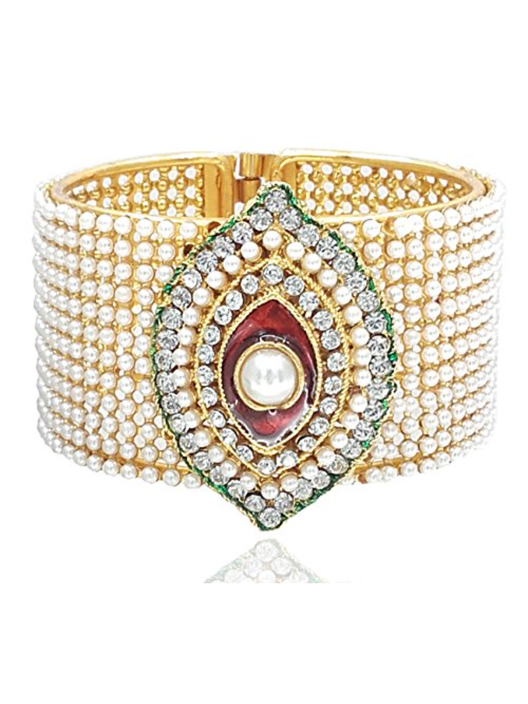 YouBella Traditional Style Jewellery Gold Plated Pearl Studded Kara Bangle for Women and Girls